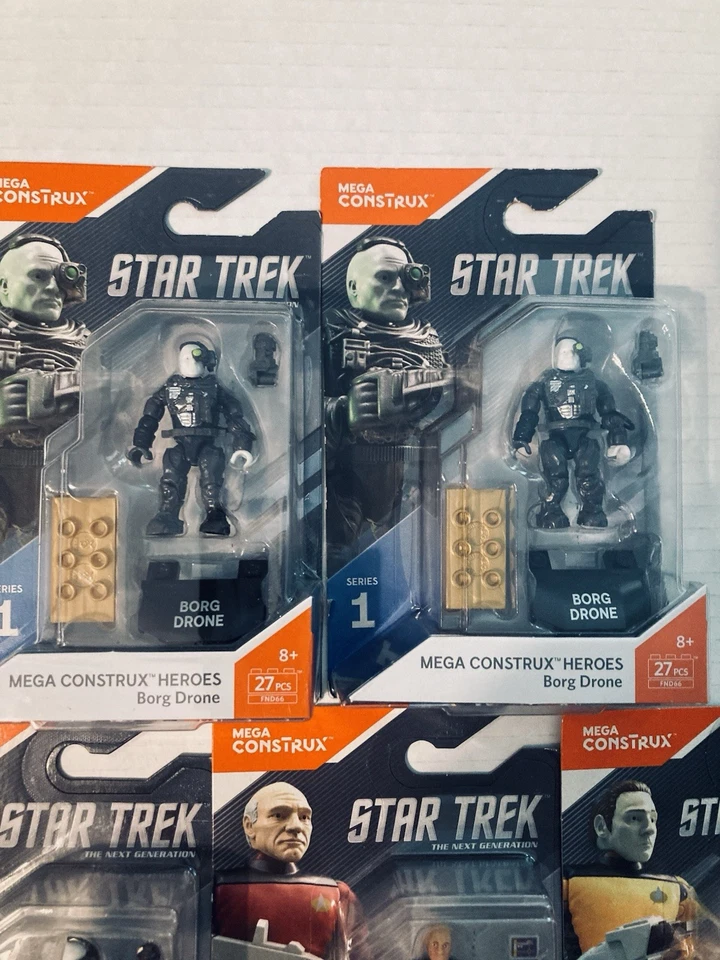 Mega Construx Star Trek LOT, Captain Picard, Data, 3 Borg New - Image 2 of 4