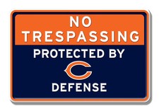 Chicago Bears No Trespassing Embossed sign 7.5" x 11.5" inch Made in USA