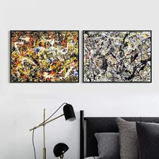 Framed Canvas Print Art Combo Painting 2 Pieces Series 5 by Jackson Pollock