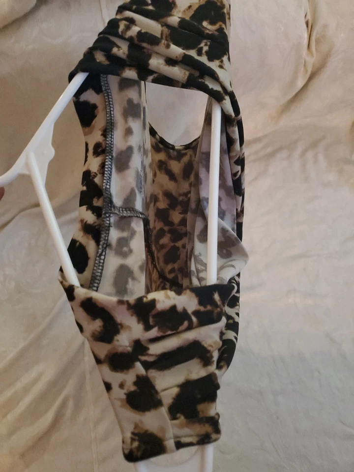 Blusa Top Mujer XS Merona Marrón Estampado Animal Poliéster Spandex Foto 3 de 4