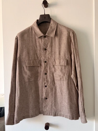 Zegna L Linen Beige Overshirt Jacket Ermenegildo Mens Oasi Lino (Made In Italy) - product listing photo