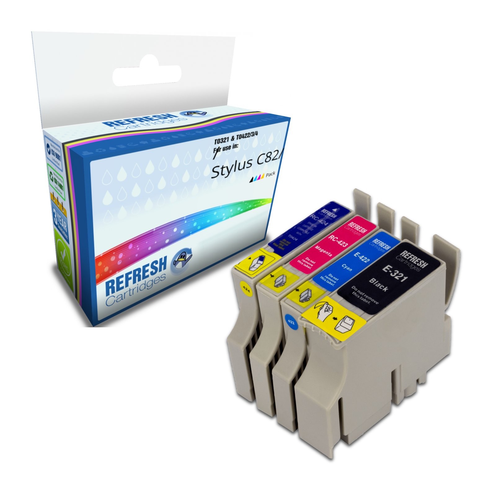 Refresh Cartridges Value Pack T0321 T0422 T0423 T0424 Replacement Ink For Epson