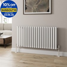 Designer Radiator Horizontal White Oval Column Rads Single Panel 600x1200mm