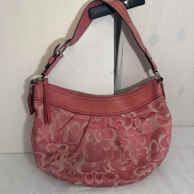 バッグ COACH Signature SOHO HOBO bag pink Y2K Vintage Coach Signature Soho Hobo bag Pink Optic jacquard Canvas