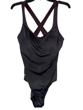 Speedo Womens Black One Piece Swimsuit Size 14 Criss Cross Back