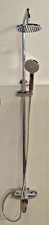 Chrome Exposed Standing Mixer Shower System  - 6" Rain Head + Hand Shower