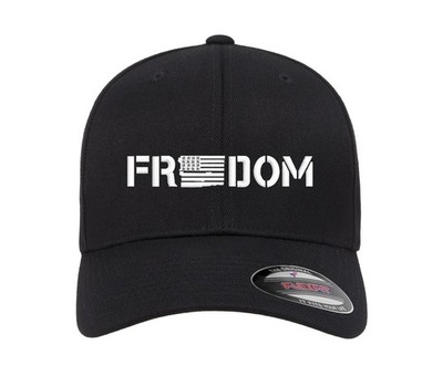 Freedom American Flag Embroidered Flexfit Fitted Hat