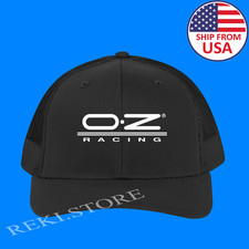 Oz Racing Black Printed Adujstable Trucker Hat Cap Size Adult