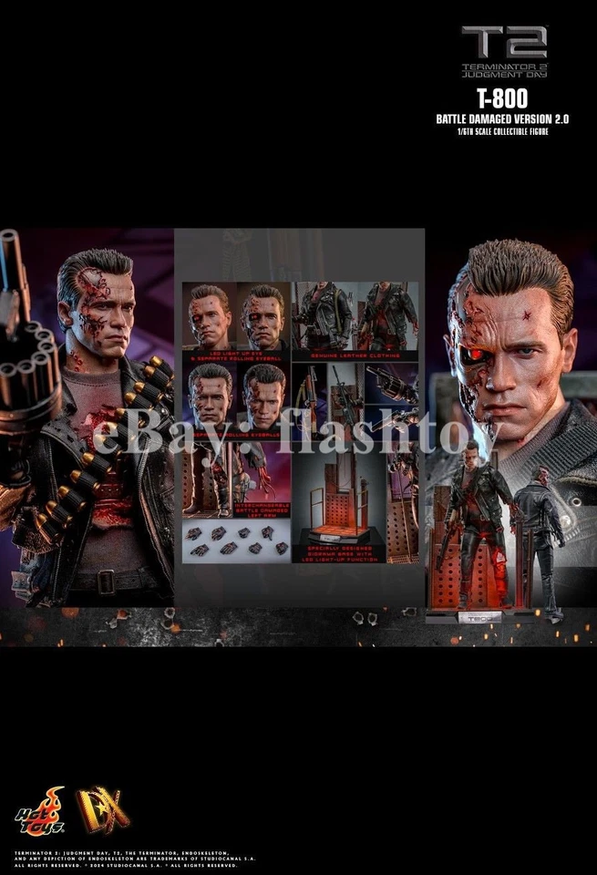 Hot Toys DX46 1/6 Terminator 2: Judgment Day T-800 Battle Damaged 2.0 Figure Toy - Image 2 of 4