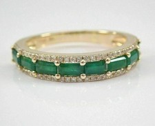 2.50Ct Emerald Cut Natural Emerald Women's Wedding Ring 14K Yellow Gold Plated