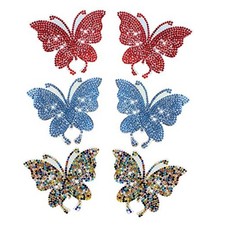 6Pcs Crystal Rhinestone Car Sticker Butterfly Car Sticker Rhinestone Mix Color