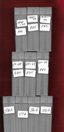 10 Rolls of 50  Lincoln Wheat Cents 1940's & 1950's F - EF Subsidized shipping