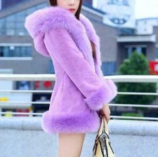 Women Hooded Faux Short Jacket Parka Casual Long Sleeve Coat Thicken Winter