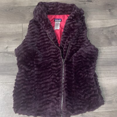 Patagonia Women Pelage Sherpa Faux Fur Purple Magenta Vest Size L