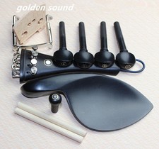 1set ebony wood 4/4 violin accessories bridge chinrest endpin tuners tail gut