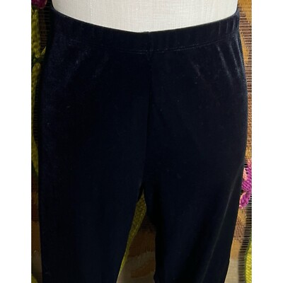 Pantaloni Leggings Johnny Was Nyomi – Velluto Nero Con Ricamo Floreale, Elasticizzati