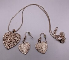 Rose Gold Toned Necklace with Heart Shape- Pendant  Earrings Set OPEN BOX