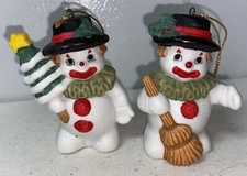 RARE Vintage Set Of Snowman Clowns Ornaments #42
