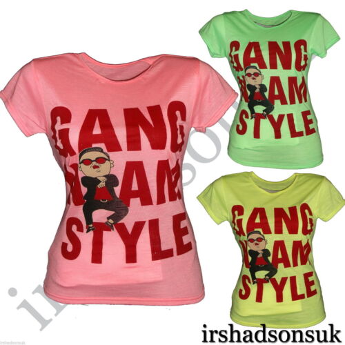 New Ragazze " Gangnam Style " Divertente New Stagione Manica Corta T-Shirt - Picture 1 of 1