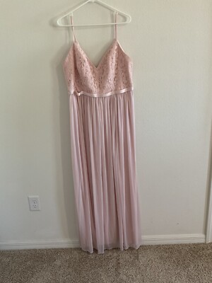 light pink prom dresses david's bridal Elegant Prom/Brides maid David's Bridal Dress size 16 blush pink