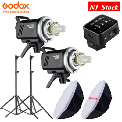 US 2*Godox MS300 Studio Flash Strobe Head 95cm Softbox Stand With X3 Trigger Kit