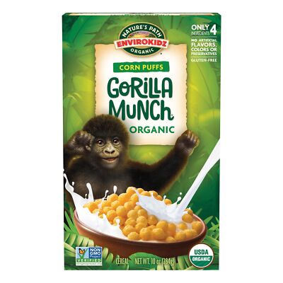 EnviroKidz Gorilla Munch Cereal 10 Ounce Pack of 6 Gluten Free Organic Breakfast