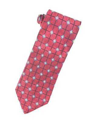 Echo NWOT Red W/Gold/Blue Diamonds 100% Silk Men's Tie 