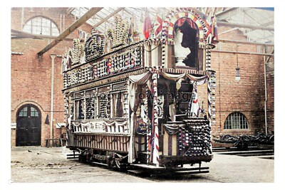 ptc3706 - Yorks. - Dekorierte Straßenbahn (God save the Queen) in Sheffield - Druck 6x4