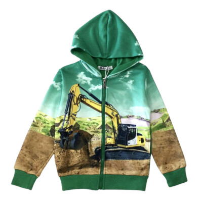 Jungen Kapuzenjacke Bagger Fotodruck Baustelle Bauarbeiter Jacke Kapuze H-278