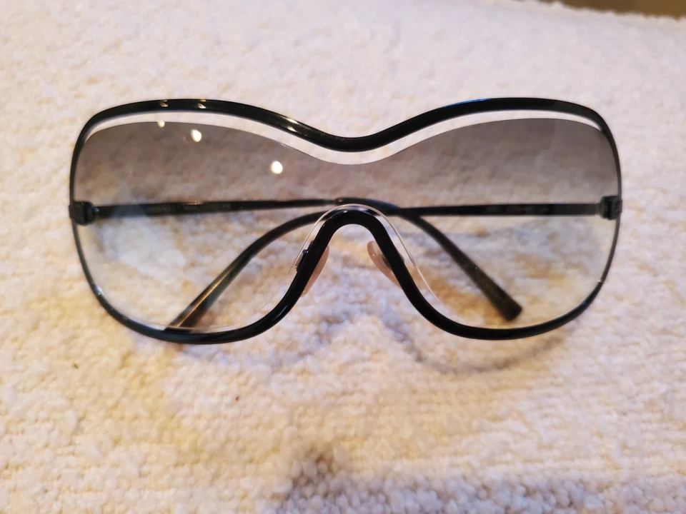 CHANEL Chanel Shield Sunglasses Black Black Smoke Lens 4031 USED Vintage 90s