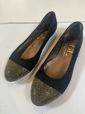 AGL Attilio Giusti Leombruni Gold Cap Toe Rhinestone Ballet Flat Sz 38.5 US 8.5