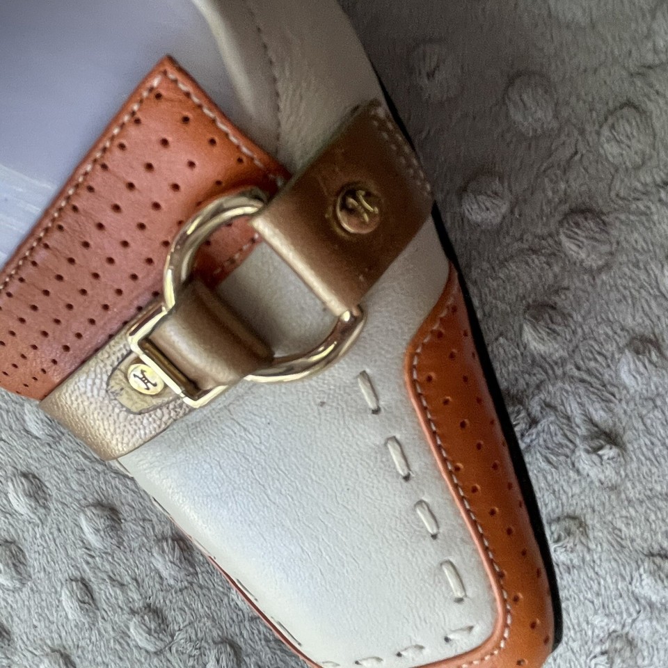 Cole Haan Y2K Vintage Flats Leather Loafers Square Toe Orange Cream