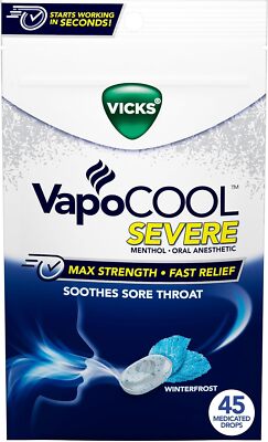 Vicks VapoCOOL SEVERE Medicated Drops 45ct, Maximum-Strength