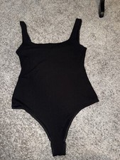 New Reformation Jeans Ribbed TENCEL Lyocell Black Bodysuit Sz M DISCONTINUED