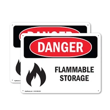 (2 Pack) Flammable Storage OSHA Danger Sign Decal Metal Plastic