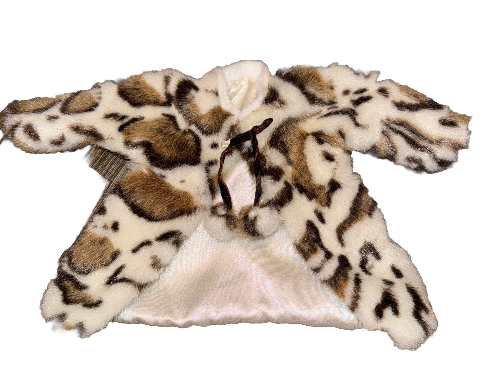 VETEMENTS Cappotto bambola Battat 18” pelliccia sintetica stampa animalier fodera raso accessorio pom 9”