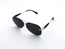 Polarized Mercedes Rimless Metal Aviator Sunglasses Silver Frame Smoke Lens M21