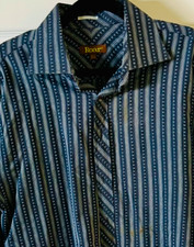 ROAR - Vintage 2003 Button Down Dress Shirt - Cotton/Poly - NavyBlue Stripe - XL