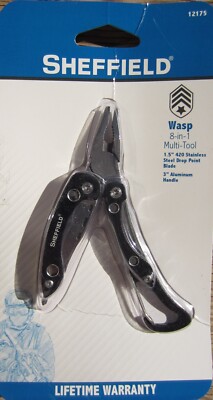 Sheffield WASP 8-in-1 Multi-Tool,1.5''  420 stainless steel, 3''  alumin handle
