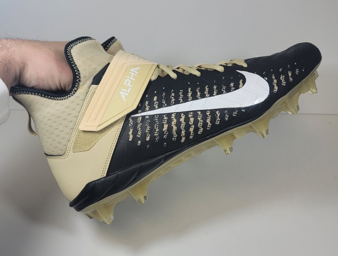 Size 15 Nike Alpha Menace Pro 2 Mid Black Gold Football  display picture 2