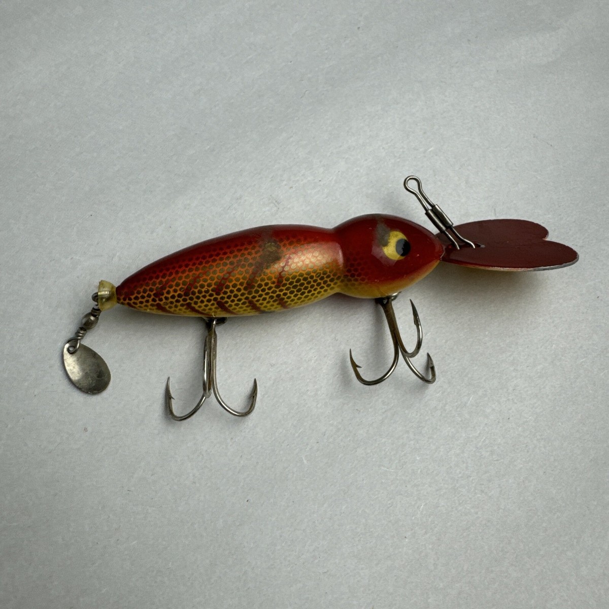 Vintage WHOPPER STOPPER HELLBENDER Red & Yellow Diving Crankbait