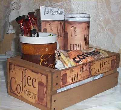 HANDCRAFTED Java Small Gift Crate Mug Coffee Candy Hot Chocolate Wood Crate
