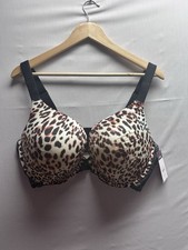 Joyspun Women  s Full Figure Plunge Bra Leopard Animal 42 DDD Comfort Straps
