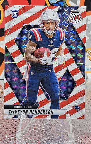 2025 Panini Mosaic Treveyon Henderson #325 RC Red/White/Blue Prizm Patriots