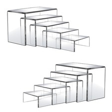 10 Pcs Acrylic Display Risers, 2 Sets Small Size Acrylic Risers Display Stand...