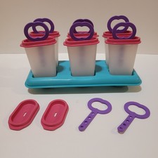 Vintage Tupperware 6 Popsicle Freezer Mold Set Turquoise Fuschia Purple