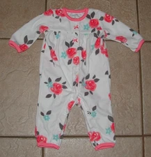 CARTERS Girls Sz 3 Months Soft Fleece Floral Print 1 Pc Outfit