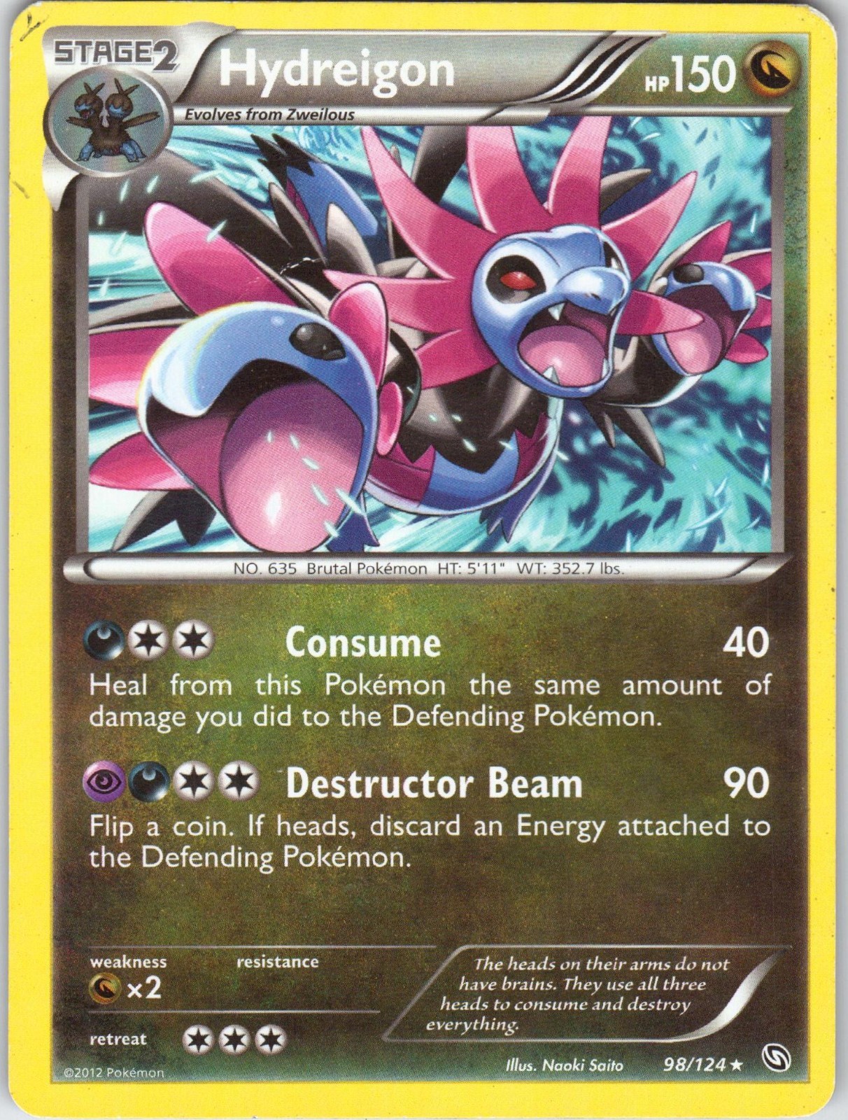 Hydreigon 98/124 Dragons Exalted Pokemon Card DMG