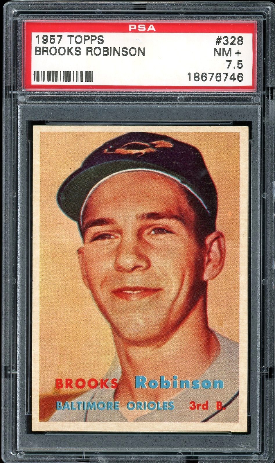 1957 Topps #328 Brooks Robinson Rookie HOF Baltimore Orioles PSA 7.5 NM+