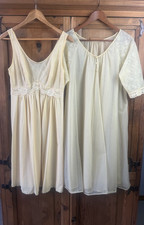 Vintage Vanity Fair Yellow Tricot Nightgown Robe Set sz 34 USA Made 331
